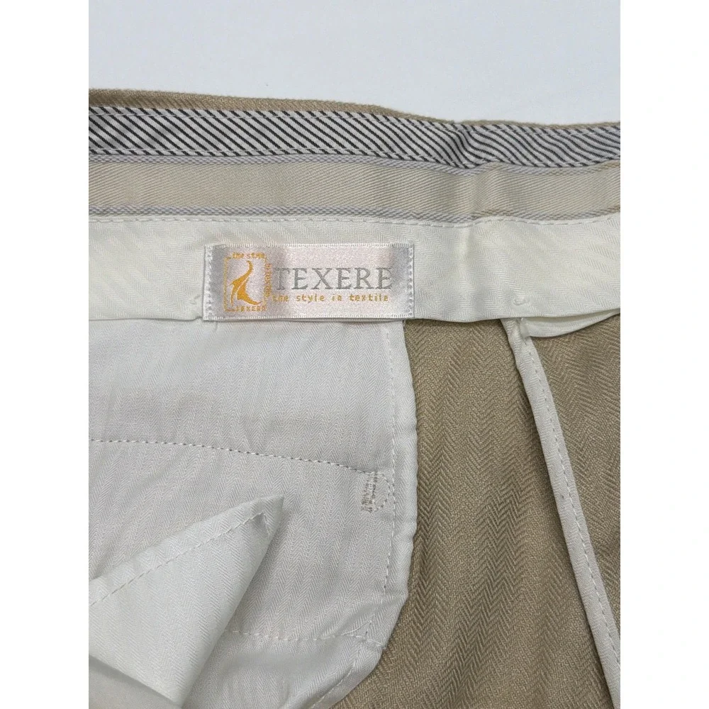 Classic Khaki‎ Texere Flat Front Mens Dress Pants Chinos 100% Linen Size 40 x 29